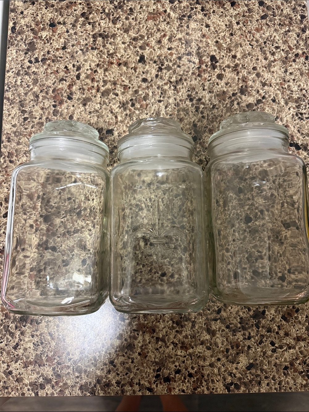 Clear Glass Square Pantry Jars with Glass Lids - Set of 3